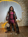 The Burgundy Jacquard Corset Set